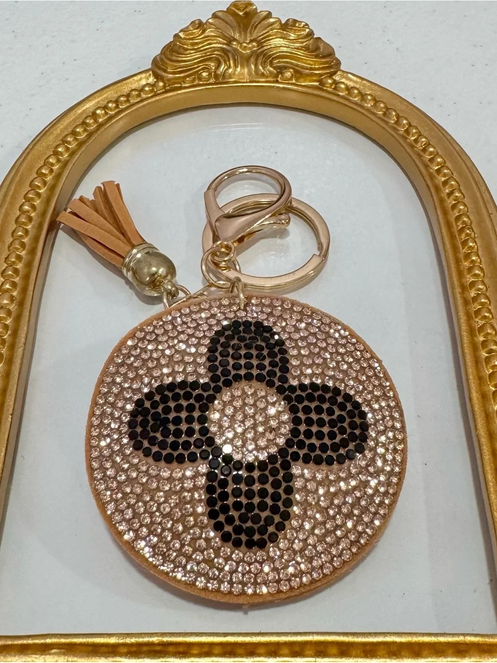 New Round Brown Flower Motif Keychain
